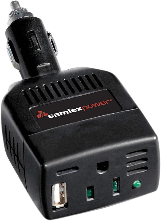 Samlex SAM-100-12 Modified Sine Wave Inverter – 100W 12V DC to 120V AC Power Converter with USB Charging Port