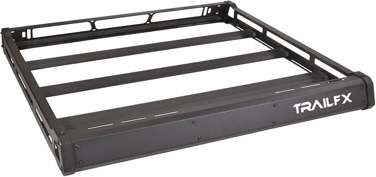 TrailFX JRB001T Aluminum Basket Rack – Textured Black Cargo Rack – Fits Jeep Wrangler JL and Gladiator JT Hardtops
