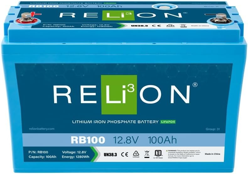 RELiON RB100 Lithium Battery – 12.8V 100Ah LiFePO4 Deep Cycle Battery for RV, Marine and Solar Energy Storage - Image 2