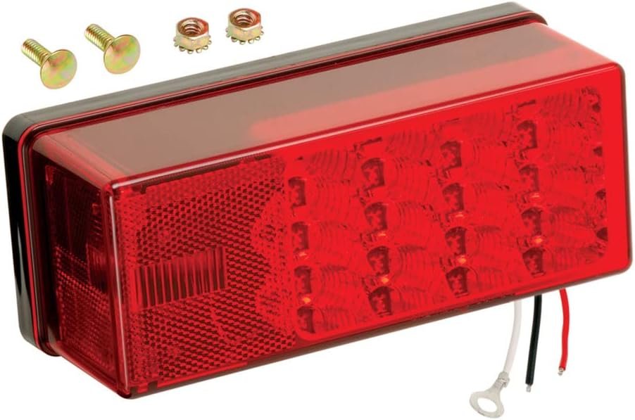 Wesbar 407535 LED Low Profile Wraparound Tail Light – 8-Function Trailer Light with Sealed Housing and Red Lens