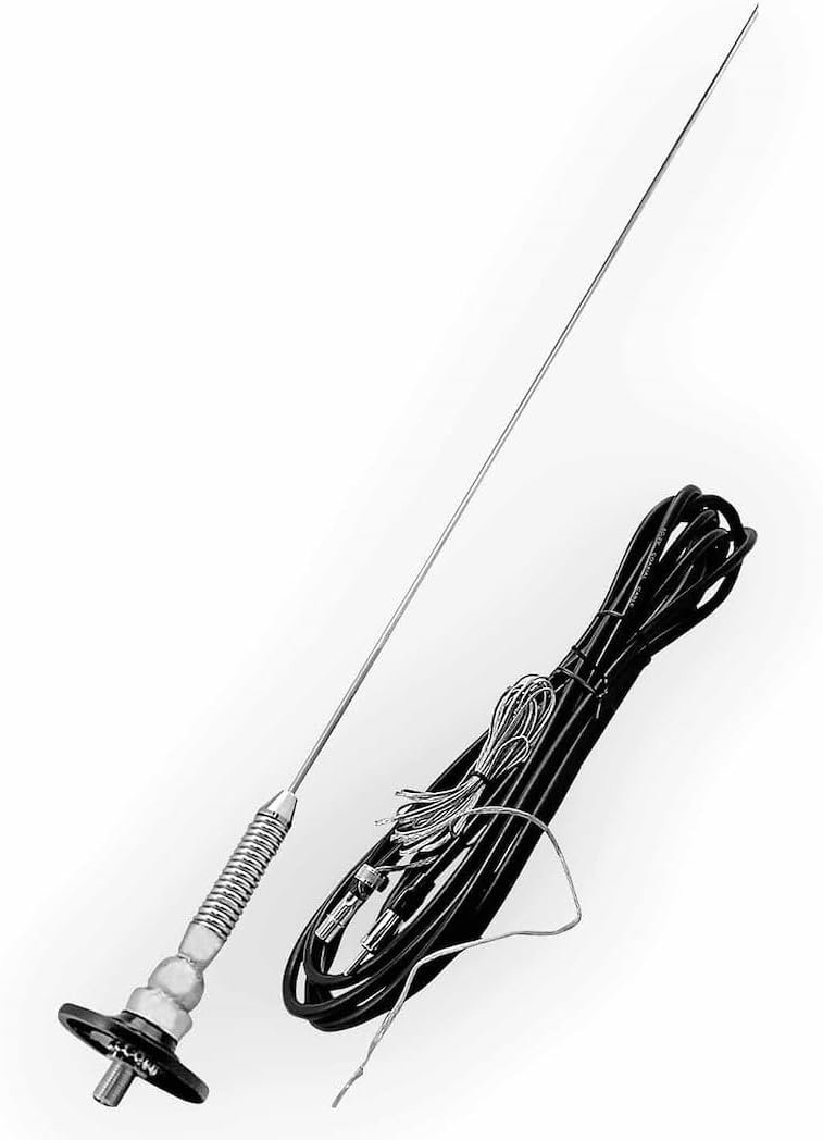 ASA AN519 AM/FM Adjustable Base Antenna – 31in Spring Mast – Top or Side Mount – 180in Detachable Cable