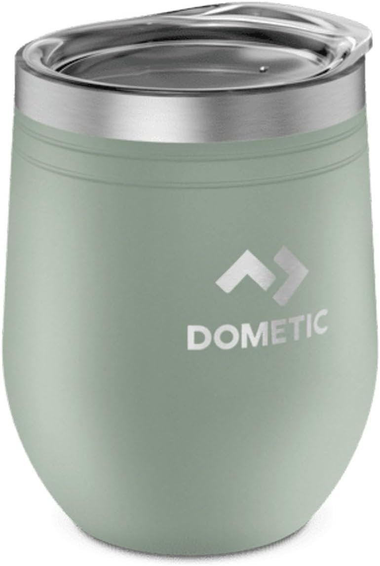 Dometic 9600050828 10oz Wine Tumbler Moss – Double-Wall Stainless Steel Vacuum Insulated Drinkware with Splash-Resistant Lid