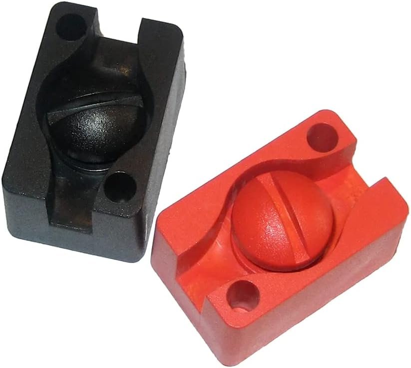 Powermania 10512 Connection Block Set – Pair of Red and Black Battery Lead Extension Blocks for RV, Marine and Power Systems