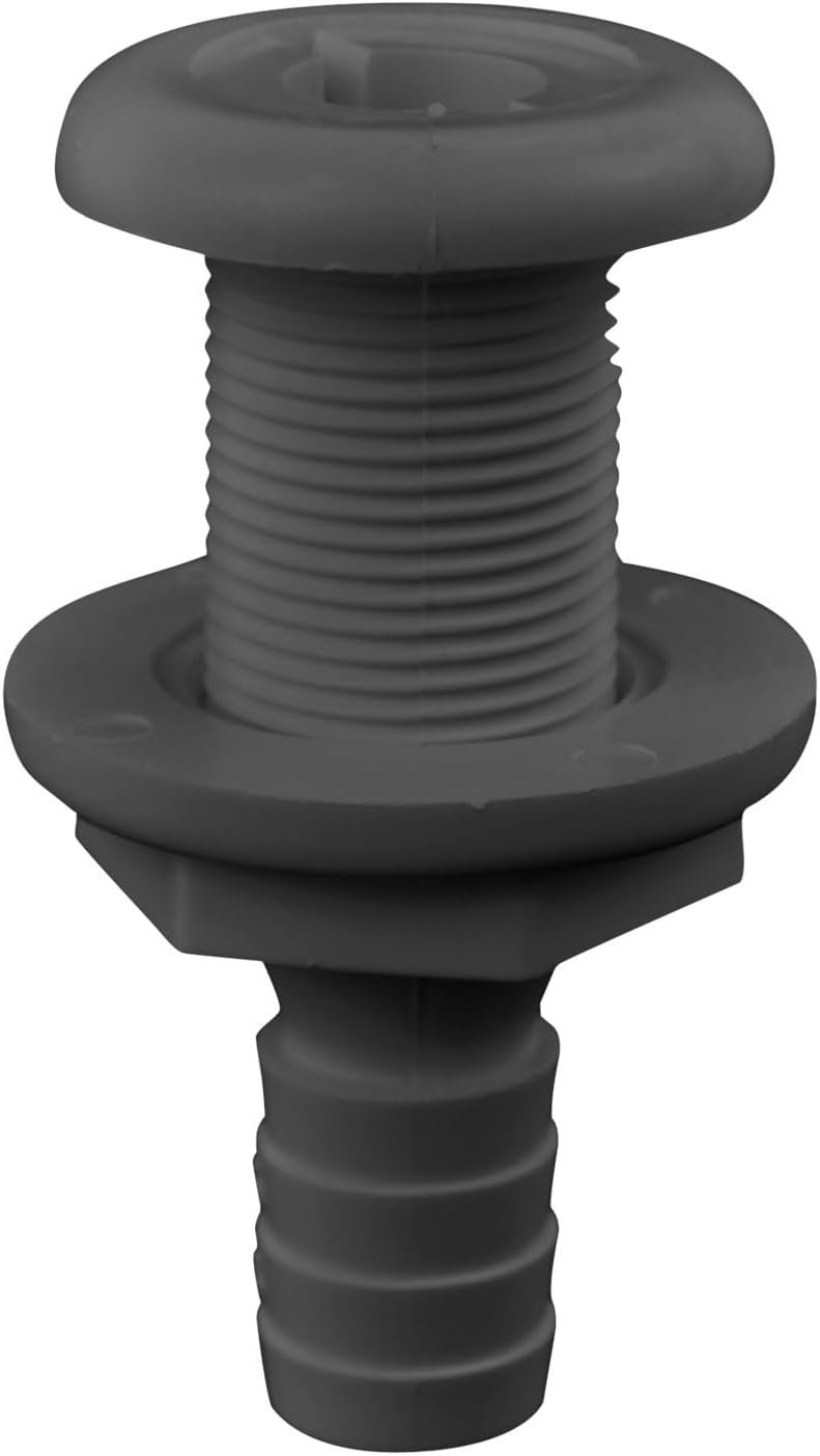 Attwood 3873A1 Thru-Hull Connector – 3/4in Black Fitting – Marine Hose Pass-Through Connection
