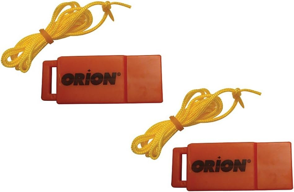 Orion 676 Safety Whistle with Lanyard 2-Pack – 116 dB Pealess Design, SOLAS and USCG Approved Emergency Signal
