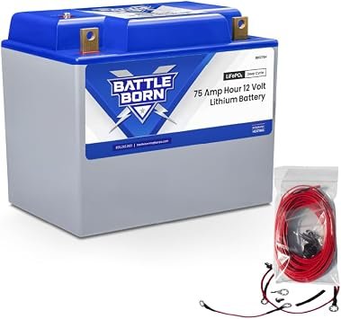 Battle Born BB1275H 75Ah 12V Heated LiFePO4 Battery – Group 24 Case Size, Internal Heat Technology
