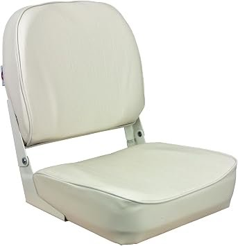 Springfield 1040629 Economy Folding Coach Seat – White Marine Seat – Universal 5in x 5in Mount with Cushioned Support