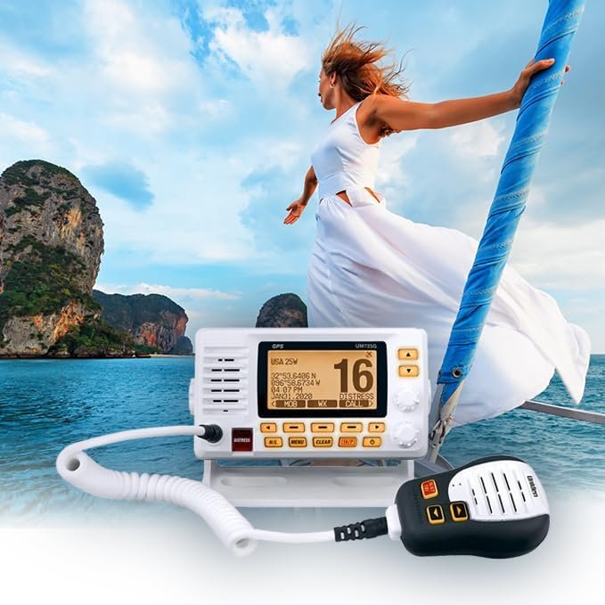 Uniden UM725G Fixed-Mount Marine VHF Radio – GPS Built-In, NMEA 2000 Connectivity, IPX8 Waterproof White Finish - Image 7