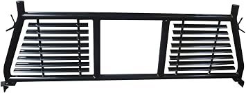 TrailFX H0005B Headache Rack with Sliding Window Cutout – Black Powder-Coated Steel – Round Tube Louvered Design