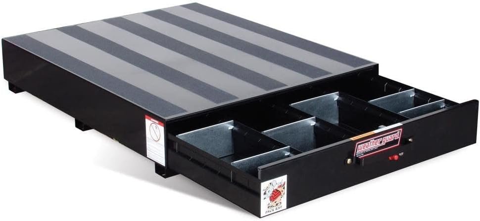 Weather Guard 3085 Pack Rat Drawer Unit – 48in Steel Roll-Out Drawer with 425 lb Capacity and 24 Dividers