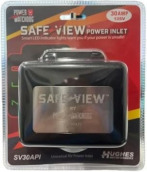 Hughes Autoformers SV30API SafeView Smart RV Power Inlet – 30 Amp Twist-Lock Shore Power Inlet with Halo Status Light & Fault Detection