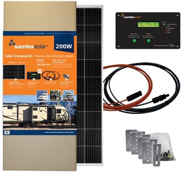Samlex SRV-200-30A Solar Charging Kit – 200W RV Solar Kit with 30A Charge Controller for 12V Battery Systems