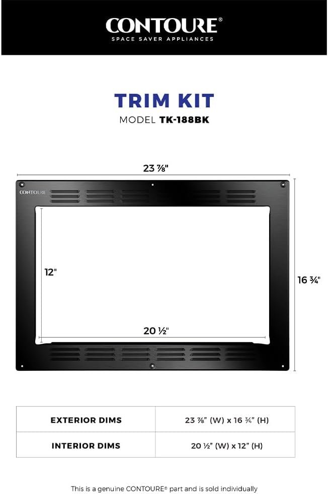 Contoure TK188BK Black Microwave Trim Kit – Built-In Installation Frame for RV188BKCON 1.1 Cu Ft Convection Microwave - Image 3