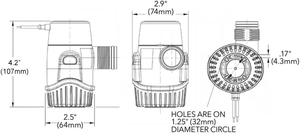Rule 25SA Automatic Bilge Pump – 500 GPH 12V Marine Pump with Integrated Float Switch and Compact Design - Image 4