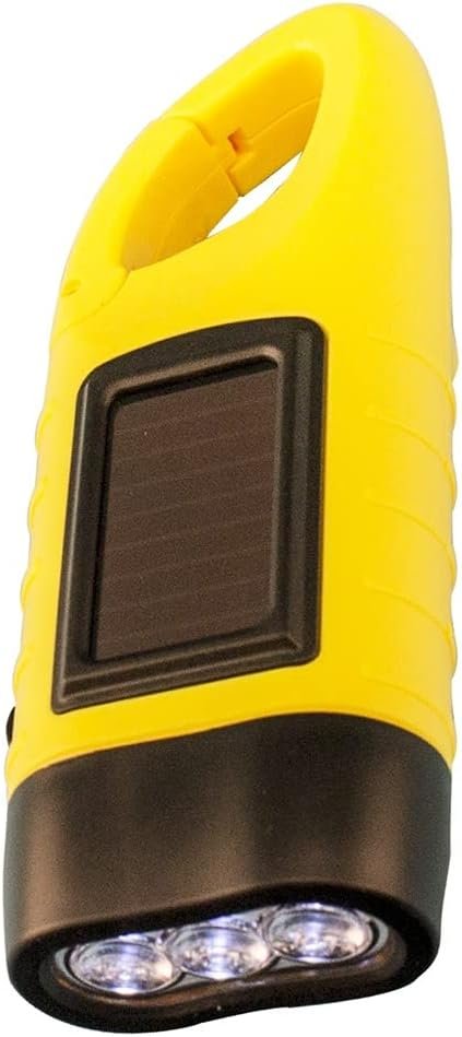 Ready America 11016 Hand Crank Flashlight – Solar Charging Emergency Light with Manual Power Generation