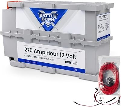 Battle Born BBGC3H 270Ah 12V Heated LiFePO4 Battery – GC3 Form Factor, 3,456Wh Capacity, Internal Heat Technology