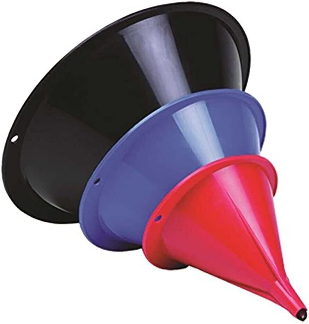 Midwest Can 3588 3-Piece Funnel Set – Polyethylene Funnels in Multiple Sizes for Fuel, Oil, and Coolant Transfers