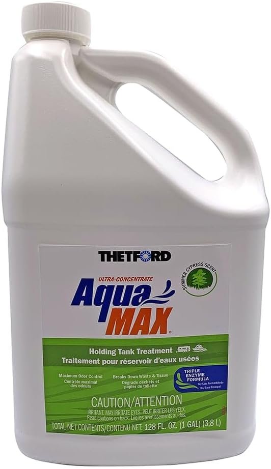 Thetford 96678 AquaMAX Summer Cypress Holding Tank Treatment – 1 Gallon Biological Formula for 40-Gallon RV Tanks