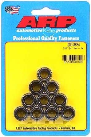 ARP 200-8634 3/8-24 Hex Nut Kit – 10-Piece Cadmium-Plated Steel Fasteners with 12-Point Design - Image 3
