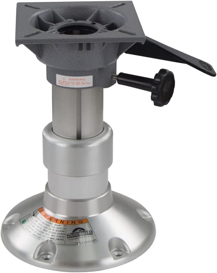 Springfield 1080136L1 EZ Ride Seat Pedestal – 9 Inch Marine Base with Swivel Mount and Shock-Absorbing Suspension Support