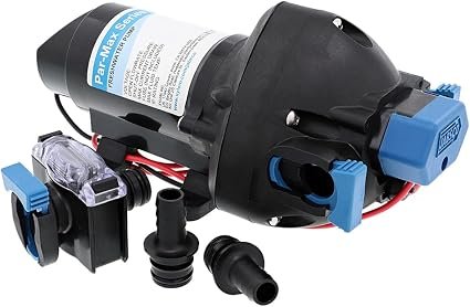 Jabsco 31395-0092 Par-Max 3 Freshwater Pressure Pump – 12V DC 3 GPM 40 PSI – Three-Chamber Self-Priming Design