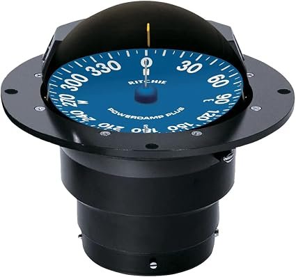 Ritchie SS500012 SuperSport Flush Mount Compass – 5in PowerDamp Plus Dial, Black Housing with Green LED Lighting