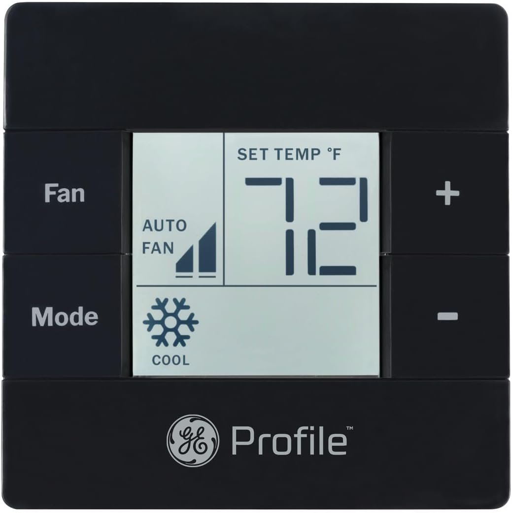 GE RV Thermostat V2 Black – Digital HVAC Controller for Compatible RV Air Conditioner and Heat Pump Systems