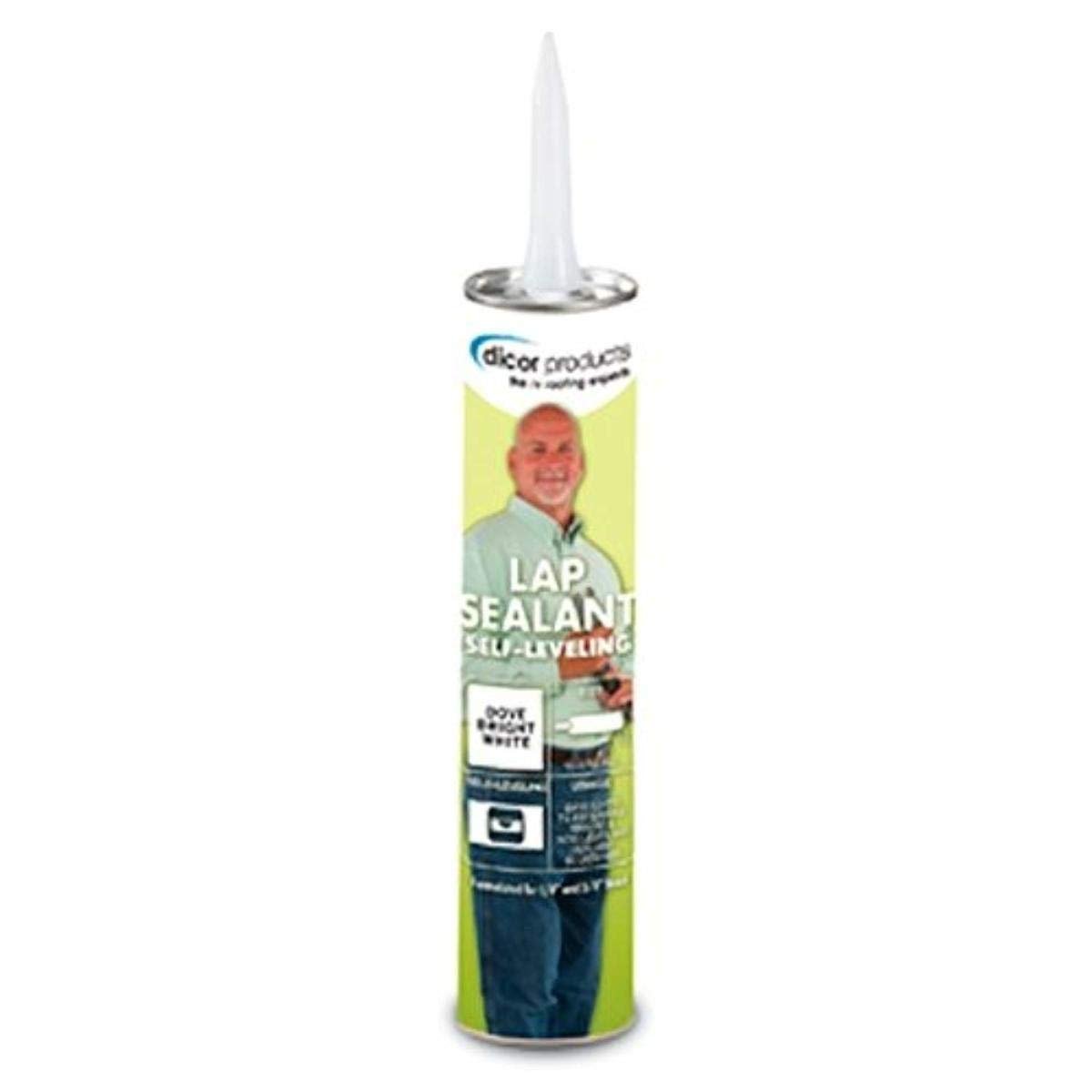 Dicor 501LSW-1 Self-Leveling Lap Sealant – 10.3 oz White Roof Sealant for RV Roof Edges, Vents & Fixtures