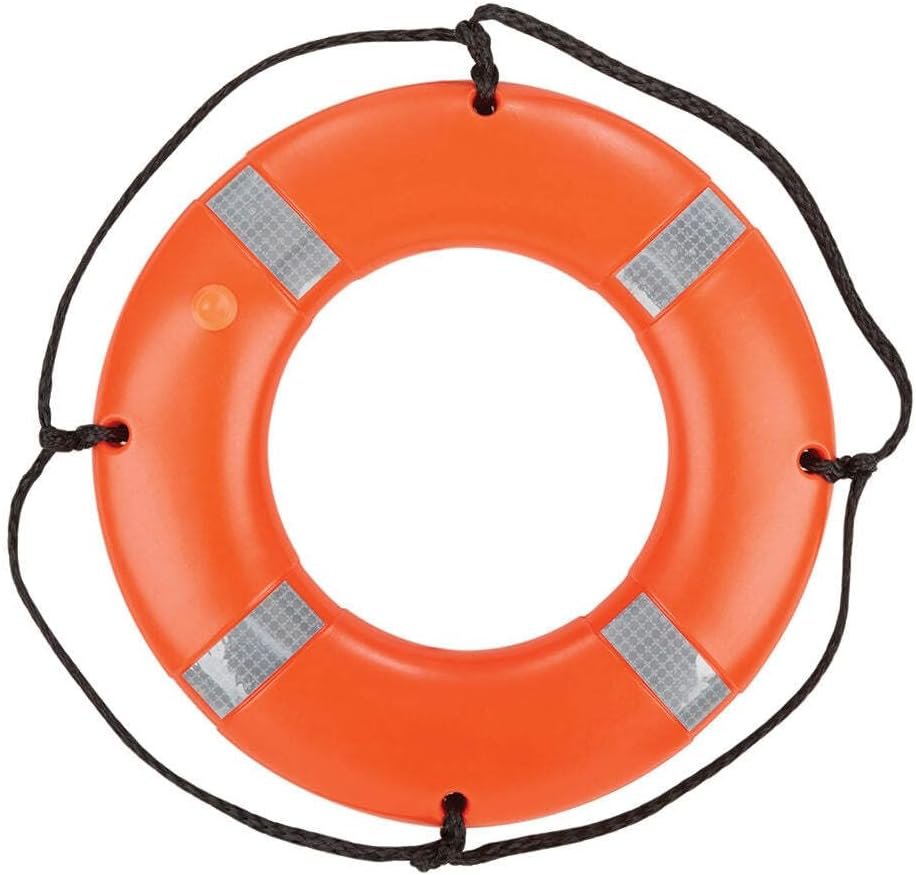 Onyx Outdoor 24in Ring Buoy with Reflective Tape – USCG Approved Throwable Flotation Device for Marine Safety Stations