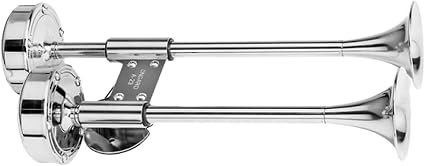 Schmitt & Ongaro 10012 Deluxe Dual Shorty Trumpet Horn – 12V All-Stainless Marine Horn with Compact Twin Trumpet Design