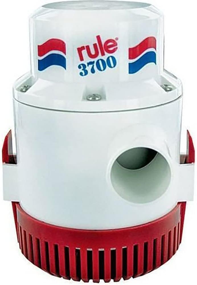 Rule 14A 3700 GPH Bilge Pump – 12V Heavy-Duty Submersible Pump with 1-1/2in Discharge Outlet