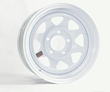Americana 20352NDX 14×5.5 White Spoke Trailer Wheel – 5 on 4.5 Bolt Pattern with 3.19in Pilot Diameter
