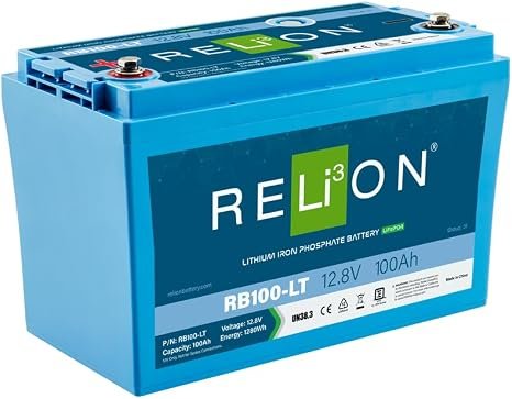 RELiON RB100-LT 12.8V 100Ah LiFePO4 Battery – Low-Temperature Charging with 1280Wh Capacity and Bluetooth-Ready Design