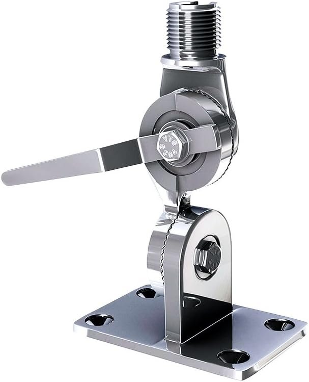 KJM M101 Heavy-Duty Stainless Steel Ratchet Mount – Marine Antenna Base with Quick-Adjust Handle