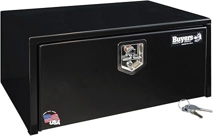 Buyers Products 1703303 Steel Underbody Truck Box – 14 x 16 x 30 Inch Black Toolbox with T-Handle Latch