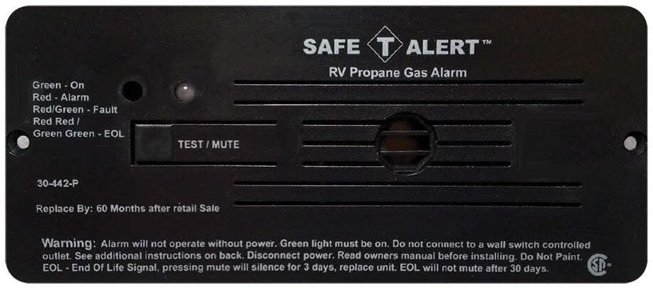 MTI Industries 30442PBL 12V Propane Detector – Flush Mount LP Gas Alarm with Black Faceplate for RV and Marine Use