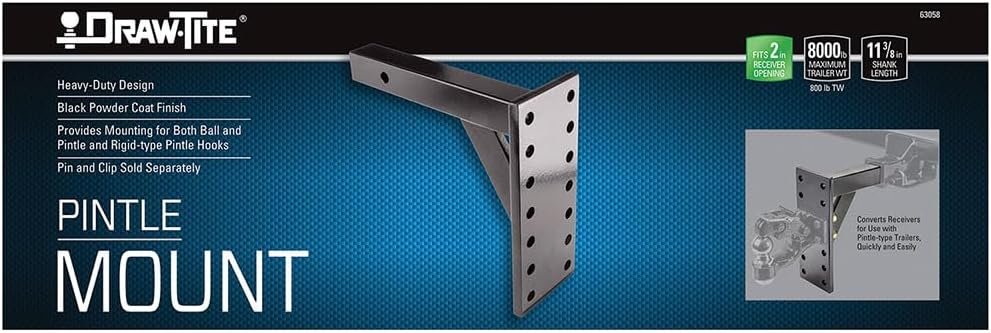 Tow Ready 63058 Receiver Mount Pintle Hook – 2.5in Receiver Hitch Mount with Heavy-Duty Steel Construction - Image 2