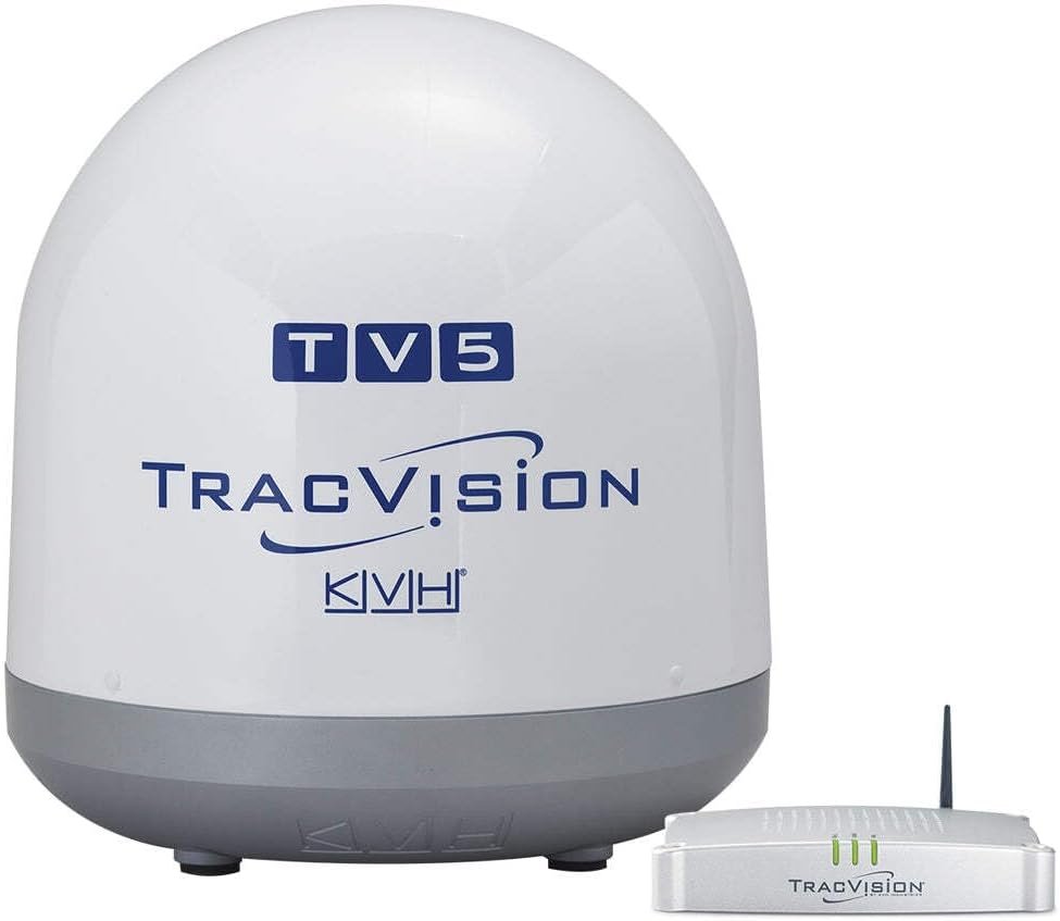 KVH Industries 1036403 TracVision TV5 with IP-TV Hub – South America Marine Satellite Television System