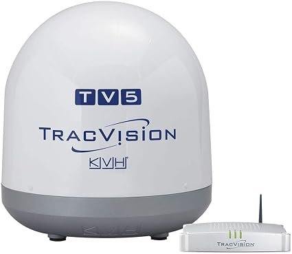 KVH Industries 1036407 TracVision TV5 with IP-TV Hub – North America Marine Satellite Television System