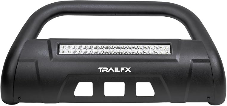 TrailFX B1613TKIT 3.5in Oval Bull Bar with 20in LED Light Bar – Black Powder-Coated Steel with Skid Plate