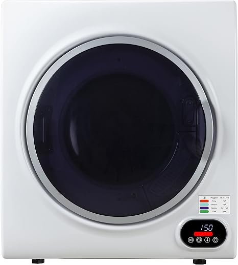 Pinnacle 21852W Compact Short Dryer – 13 lb Capacity, Stainless Steel Drum, 23.5 x 21.5 x 27.5 in, White Finish