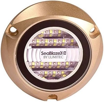 Lumitec 101516 SeaBlaze X2 Underwater Light – White & Blue Dual-Color LEDs – 6000 Lumens – Bronze Surface-Mount Housing