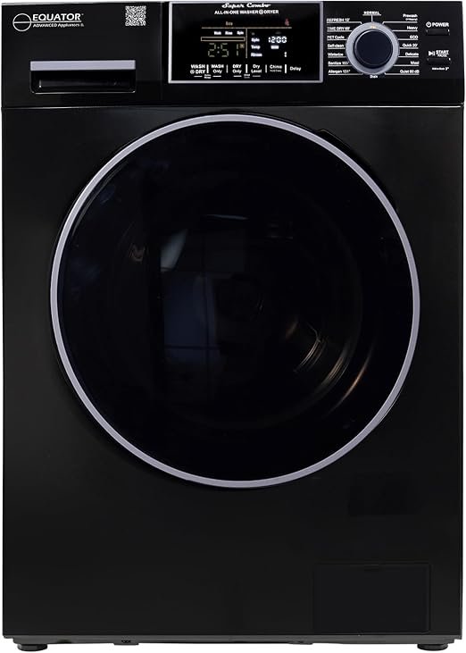 Pinnacle 4800VBLACK Vented Washer Dryer Combo – 13 lb Capacity Black Finish with Exterior Vent Drying System