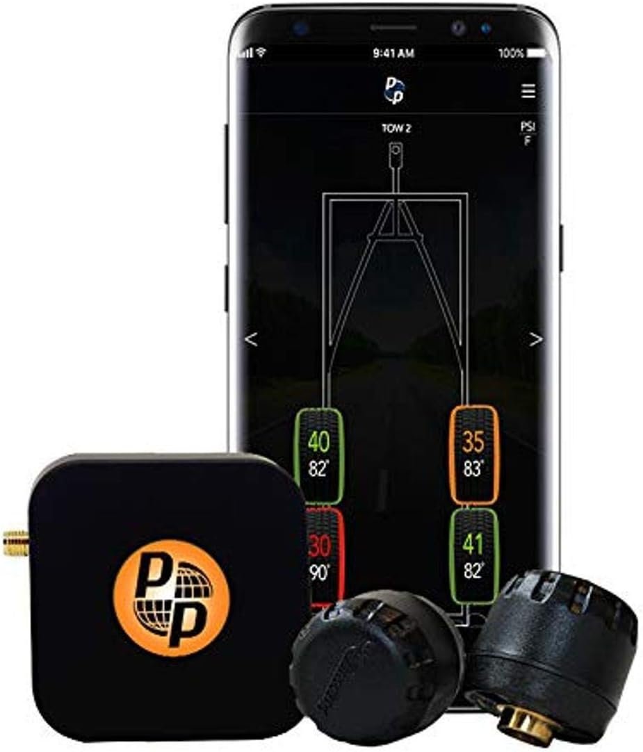 JR Products FX2K App-Based 2-Wheel TPMS Kit – Bluetooth Trailer Tire Monitoring with 2 Dynamic Sensors and Custom Alerts