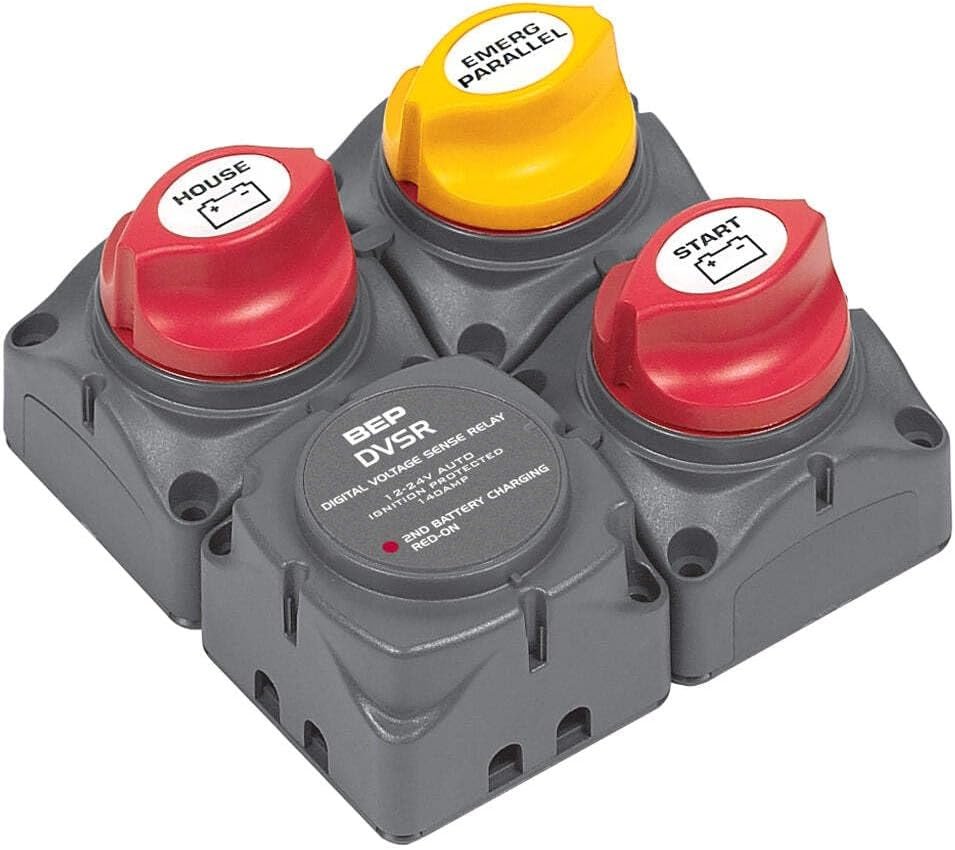 BEP 716SQ140SR Battery Distribution Cluster – Single Engine System with 3 x 701 Battery Switches and 140A VSR