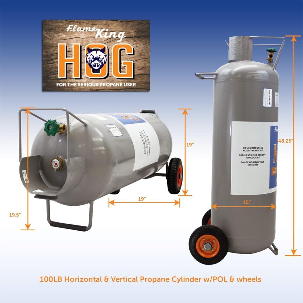 Flame King YSN100HOG 100 lb Propane Cylinder Hog – High-Capacity Steel LP Tank with POL Valve Connection - Image 6