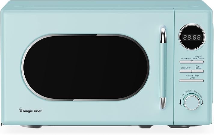 Magic Chef MC77CMM Retro Countertop Microwave – 0.7 Cu Ft Capacity – 700 Watts – Cream Vintage Design