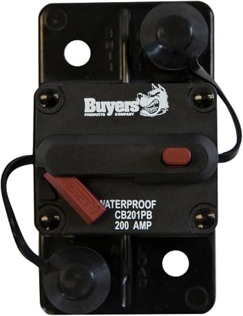 Buyers Products CB201PB Push-to-Trip Circuit Breaker – 200 Amp Manual Reset Surface Mount Electrical Protection