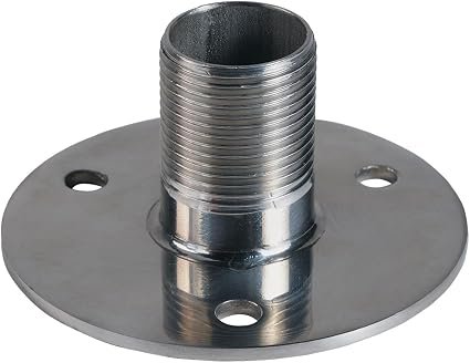 Shakespeare 4710 Stainless Steel Flange Mount – 1in High Low-Profile Antenna Mount with 1in-14 Thread