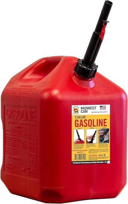 Midwest Can 5610 5 Gallon Gas Can – FlameShield Safety System with Quick-Flow Spout and Dual Handle Design